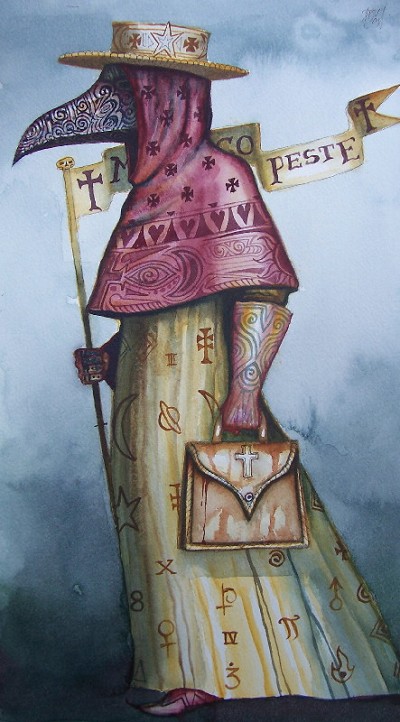 Ominous, foreboding, slightly playful figure