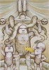 Unsettling, grotesque tableau of strange entities