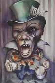 Unsettling and grotesque character portrait