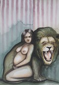 An unsettling tableau of vulnerable intimacy and raw power.