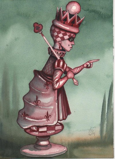 Sombre, unsettling, and strangely regal figure