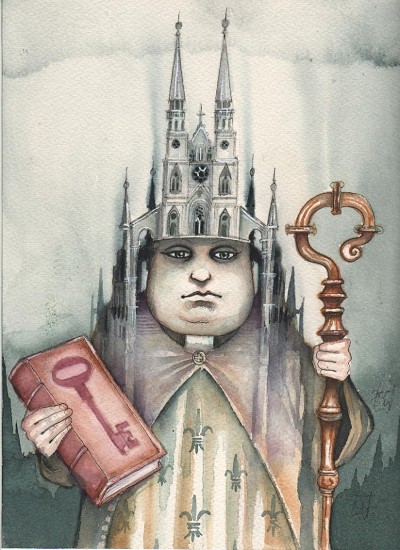 Sombre, authoritative, and slightly unsettling.