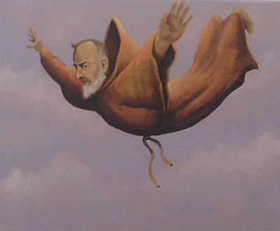 A figure in mid-air, a strange levitation