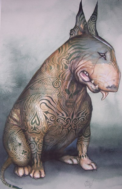 A strangely menacing yet sad looking creature.
