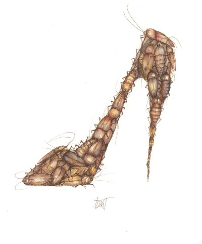 Unsettling fascination with a grotesque, fragile beauty.
