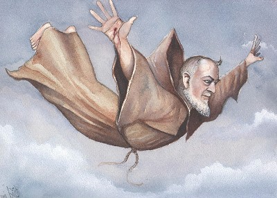 A person falling through the sky with arms outstretched.