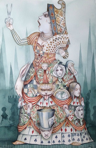 Uneasy and distorted, this painting evokes a sense of unsettling royalty.
