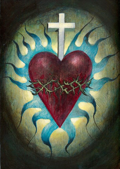 Sacred, suffering, and glowing heart.