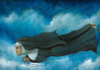 An unsettling vision of spiritual flight and vulnerability.